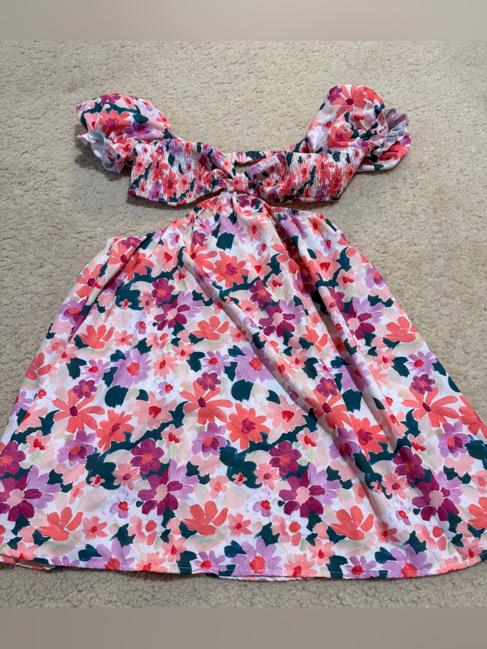 SHEIN Pink Floral Off-Shoulder Mini Dress